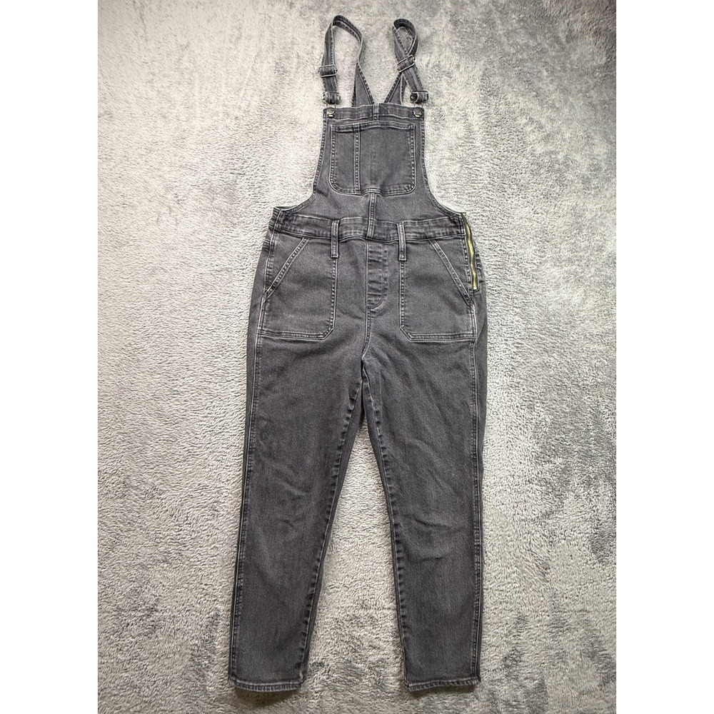 Madewell Gray Denim Overalls Hartwell Wash Womens L Stretch Cotton
